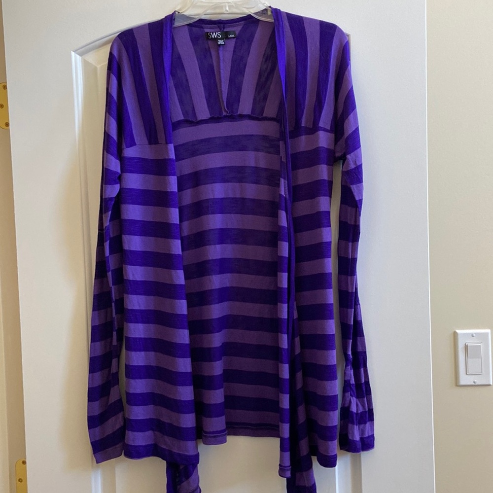 EUC Striped long sleeve lightweight open front cardigan in size M